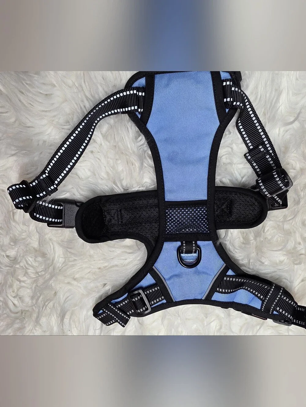 Blue Reflective No-Pull Dog Harness with 3-Buckle Fit